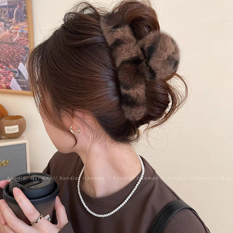 7#Brown leopard print imitation mink plush about 14.5cm