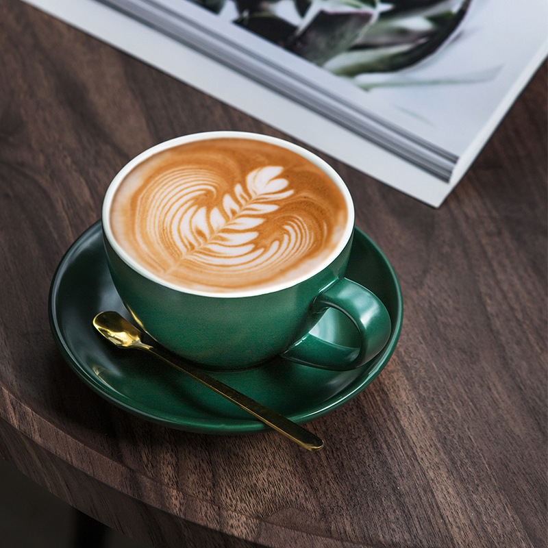 Barista recommend third generation matte 300ML thickened coffee cup and saucer suit latte cup Garland Cup ceramic Barista recommend third generation matte 300ML thickened coffee cup and saucer suit latte cup Garland Cup ceramic