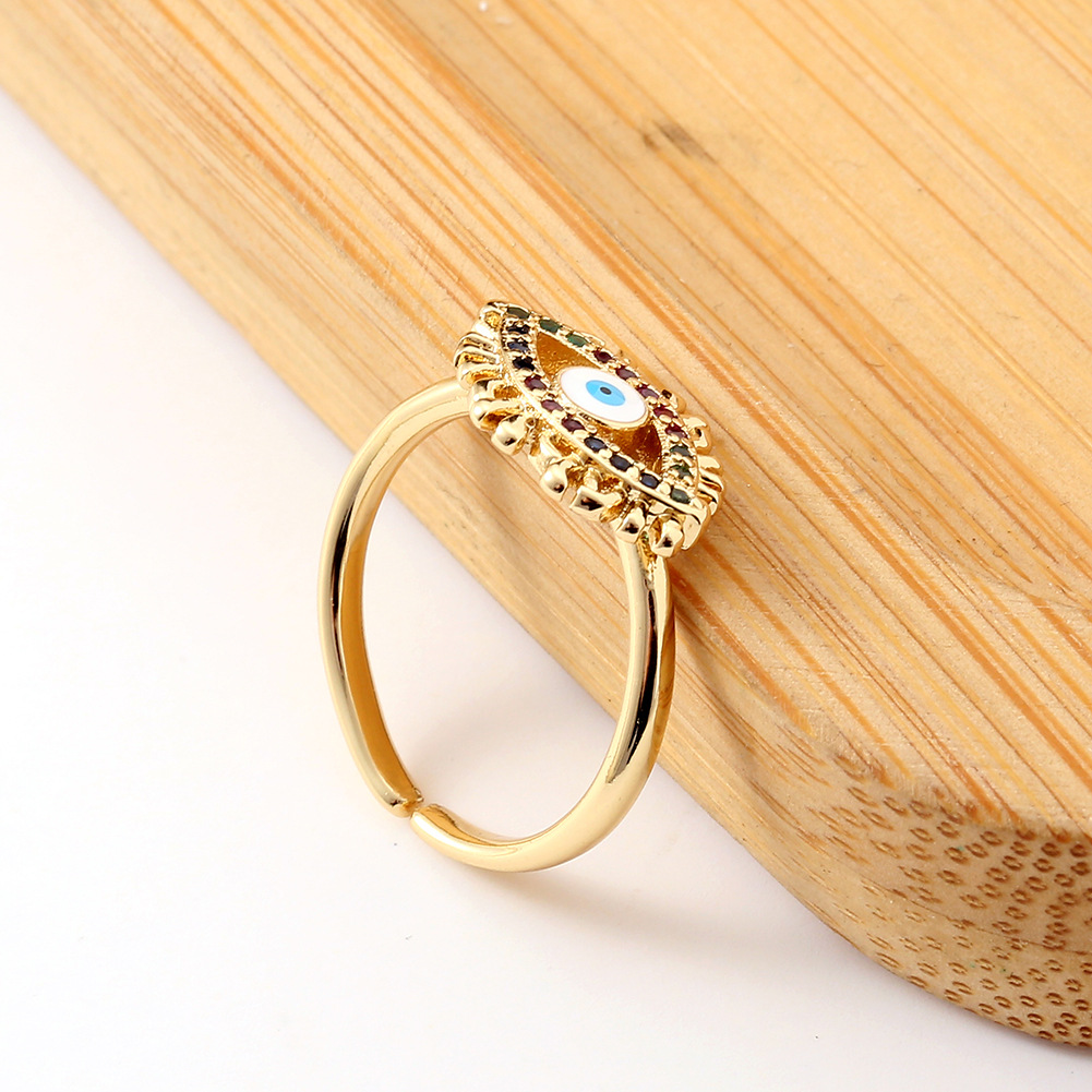 new copper inlaid color zircon ring summer geometric tail ring femalepicture3