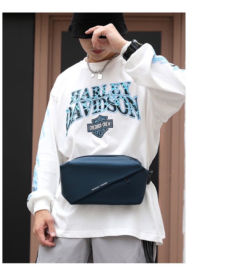 New cross-border men's waist bag, outdoor sports mobile phone bag, multi-functional large-capacity chest bag, casual single-shoulder crossbody bag undefined