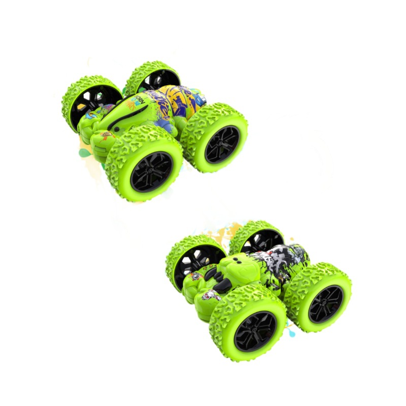Inercia infantil doble cara acrobacias juguetes cuatro tracción doble inercia acrobacias graffiti coche rodante muchacho barraca de regalo lote