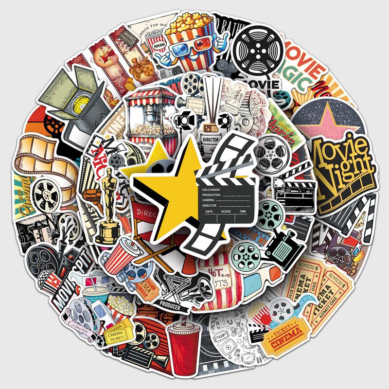 50 Pieces of Retro Movie Stickers, Cross-Border Hot-Selling Creative Waterproof Decorative Stickers for Water Bottles, Laptops, and Notebooks