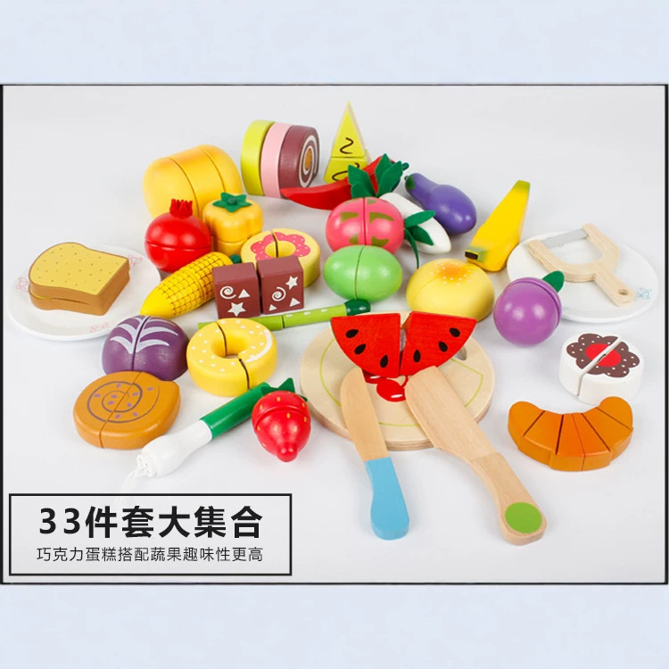 Simulación de los niños de frutas y verduras corte música niños y niñas jugar casa juguetes de cocina magnética combinación de cocina traje