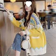 胖MM大码2025新款毛衣外套女秋季韩版宽松学生慵懒风百搭针织开衫