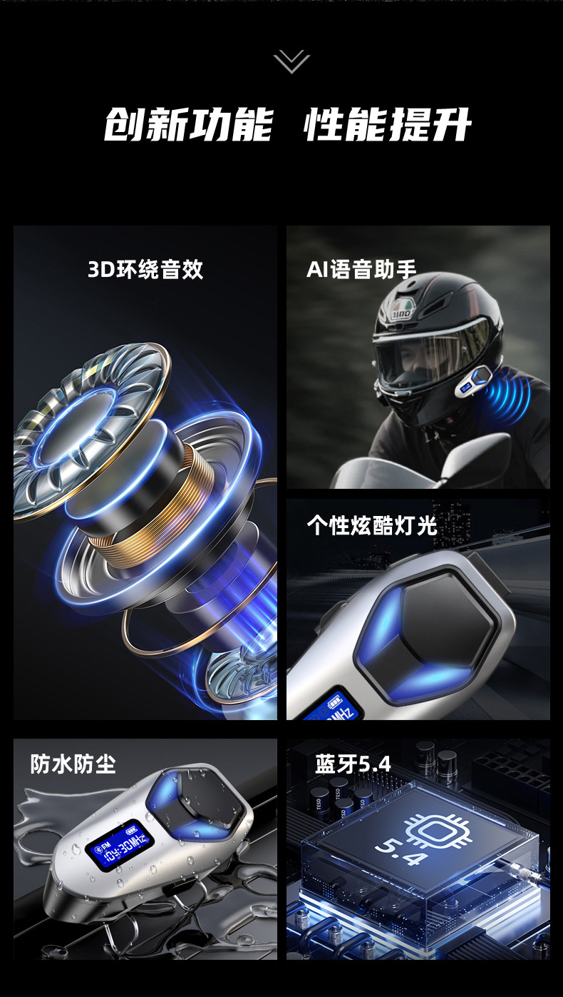 New K12 Helmet Bluetooth Headset, Waterproof and Noise-Cancelling Motorcycle Headset, Riding Helmet Headset with Long Battery Life, Manufacturer