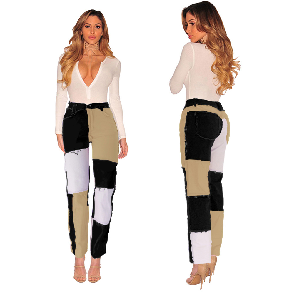 Damjeans med hög midja oregelbunden stil höst vinter_voghion.com