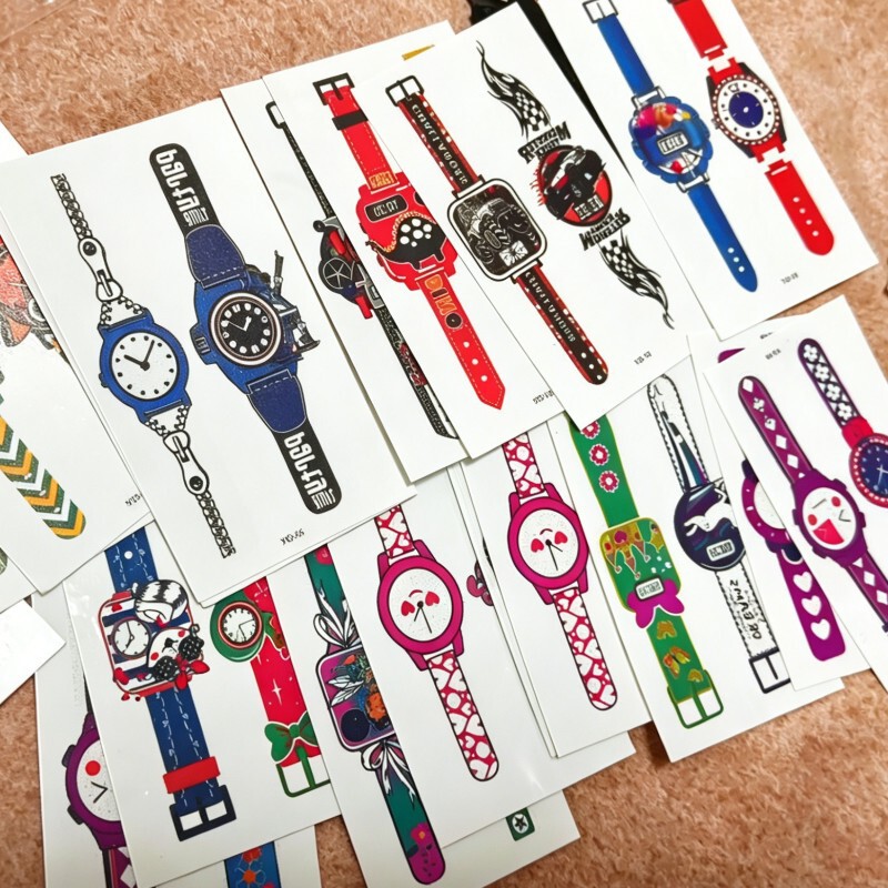 Internet Celebrity Watch Tattoo Stickers Cartoon Colorful Waterproof Long-Lasting Fun Glitter Luminous Watch Stickers for Men, Women, and Children