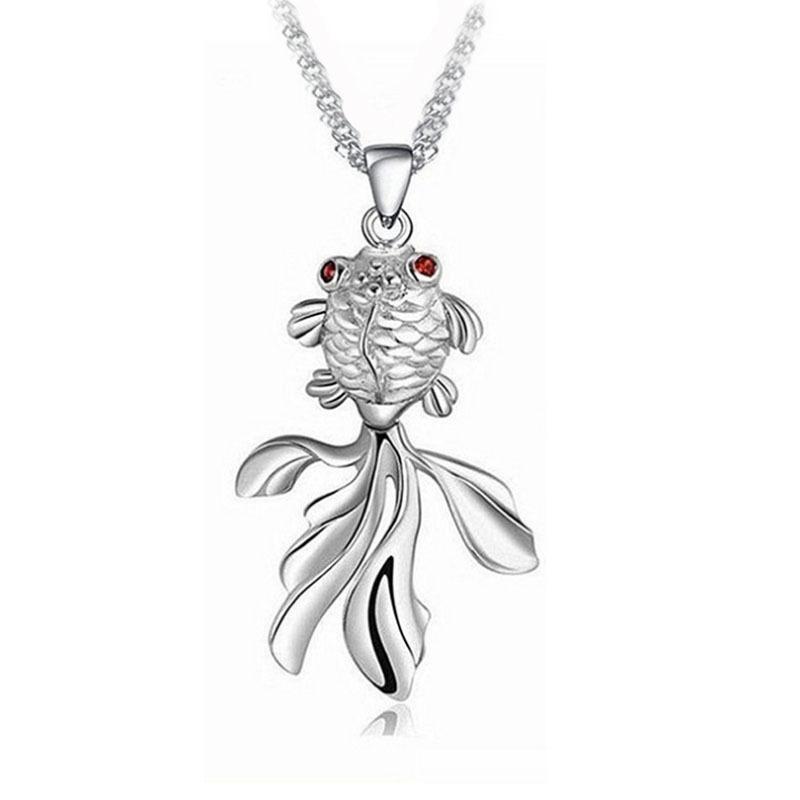 Korea's new silver jewelry copper silver-plated necklace short clavicle female goldfish pendant silver-plated wholesale a generation of hair