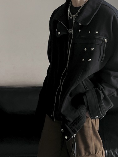 Vintage American High Street Black Denim Jacket for Men - Autumn/Winter Advanced Design Sense, Niche Trend Brand Collar Jacket