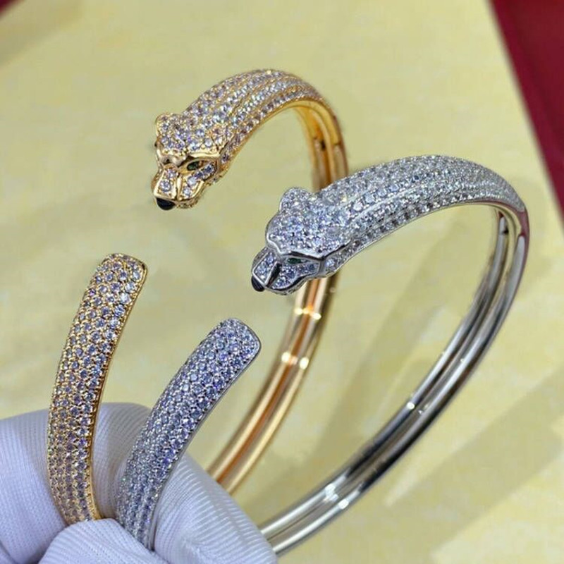 Kaka Classic High-End Version Leopard Pattern Smooth Surface Half-Diamond Full-Diamond Bracelet White Gold Rose Gold Diamond-Studded Bracelet Fine Craftsmanship Jewelry Kaka Classic High-End Version Leopard Pattern Smooth Surface Half-Diamond Full-Diamond Bracelet White Gold Rose Gold Diamond-Studded Bracelet Fine Craftsmanship Jewelry