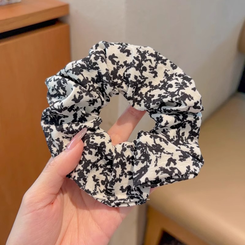 Niños coreanos ondulados puntos de flor gran intestino anillo de cabello de chicas de cabello de cuerda de cabello de cabello de cabeza de bola baja joyería de cabello de flores