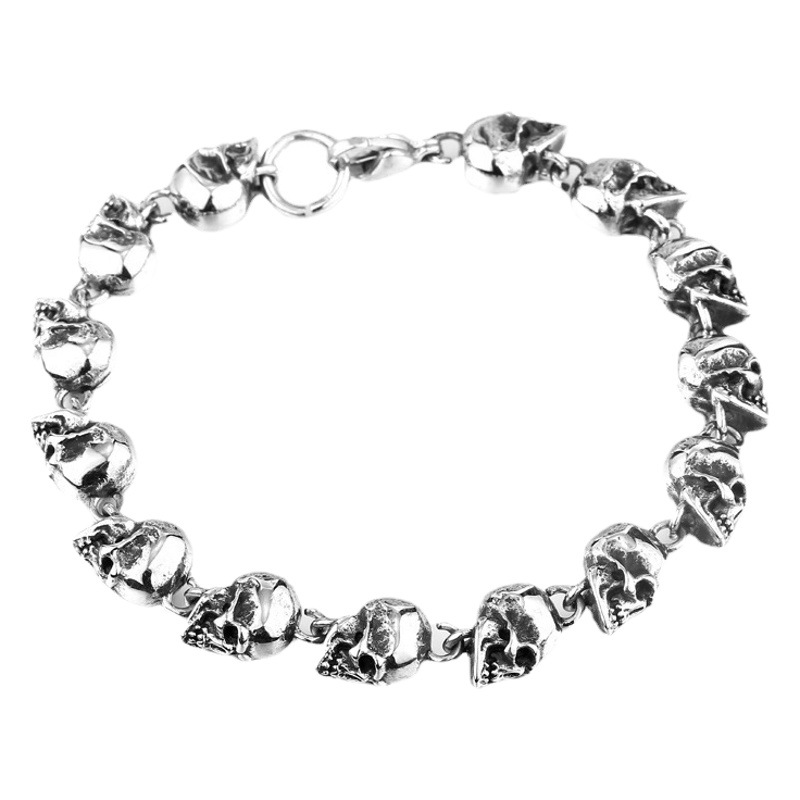 Beier Retro Punk Jewelry Wholesale Titanium Steel Men's Skull Bracelet Stainless Steel Punk Chain Bracelet