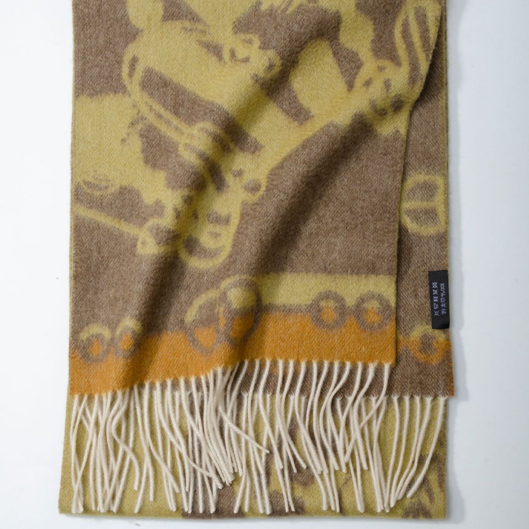 Bufanda de cachemira pura al por mayor directamente de fábrica de Mongolia Interior, modelo nuevo 2024, con diseño jacquard de ondas de agua para otoño e invierno, estilo grueso para mujer.