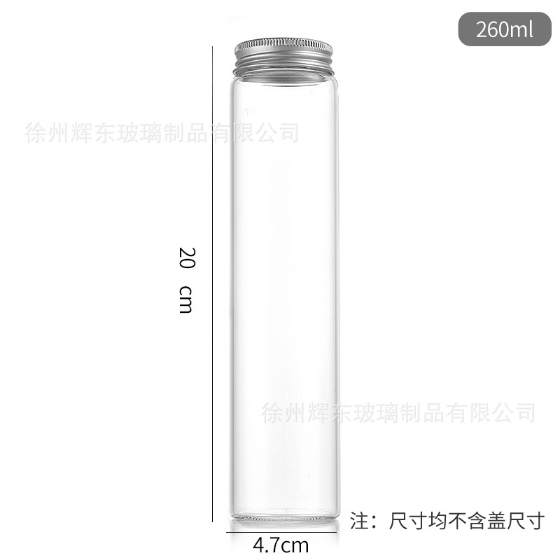 alto diámetro de botella de reactivo de borosilicato de 47 mm botella de tubo de aluminio de plata tapa de tornillo botella de deseo transparente botella de bordado tapa flotante botella