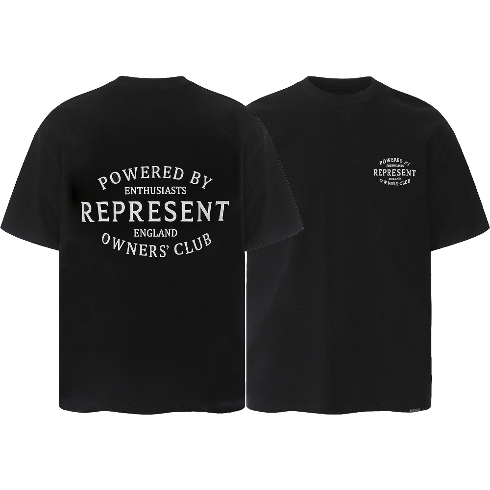 High Street REPRESENT Impresión de letras minimalistas desgastado retro lavado hombres y mujeres sueltos camiseta casual de manga corta marea