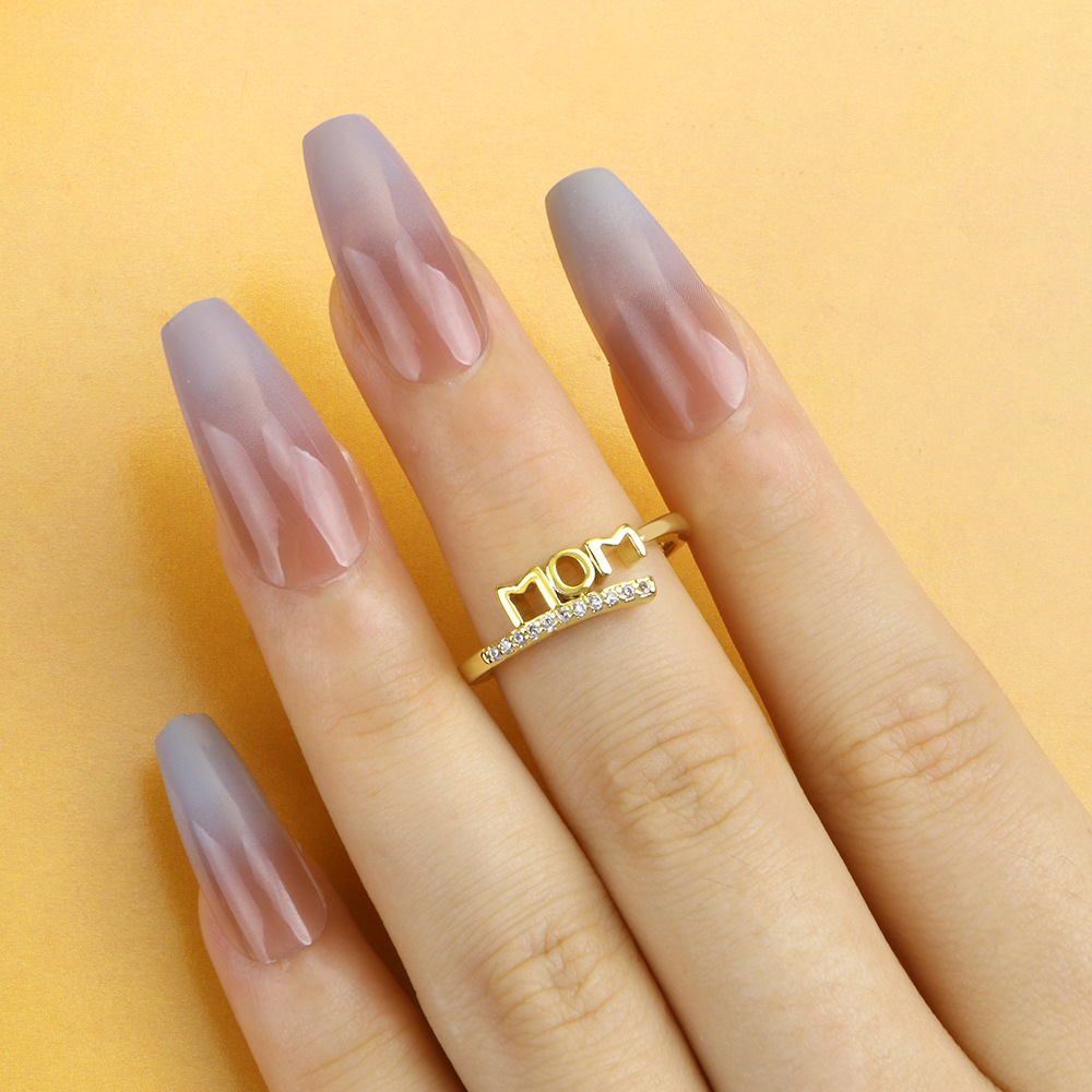 1 Piece Fashion Letter Copper Plating Zircon Womenu0027S Open Ring