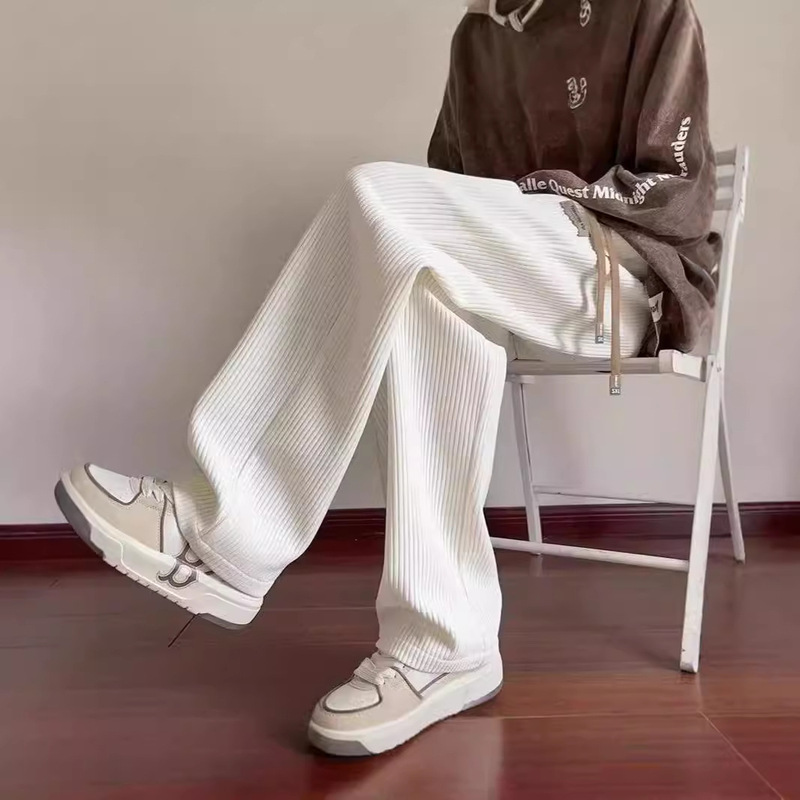 Corduroy Men's Casual Pants 2024 Spring and Autumn New American Style Loose Wide Leg Sports Pants Straight Men's Pants
