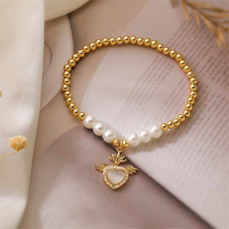25g Weight Copper Pendant Material Zircon Inlay Material Bracelets Classification Copper Chain Material 1 Piece Quantity Outdoor, Shopping Occasion Copper Material Heart Shape, Wings Pattern Unisex Gender Inlay Design Copper Lady Inlay Heart Shape Wings Zircon Bracelets 6