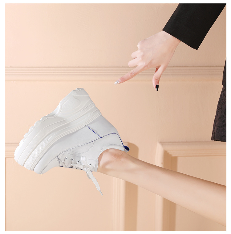 Giày platform nữ đế xuồng cao 14 cm tăng chiều cao, dáng thể thao — Trắng Đỏ chi tiết 6