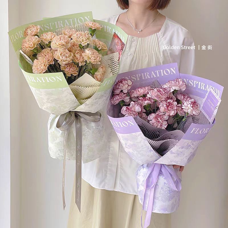 Poetry Flower Sea Atmosphere Printing English Kraft Paper Flower Paper Flower Wrapping Paper Material Flower Bundle Gift Wrapping Flower Paper