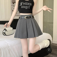 2025半身裙百褶裙灰色夏季显瘦西装学院风百褶裙小个子高腰短裙