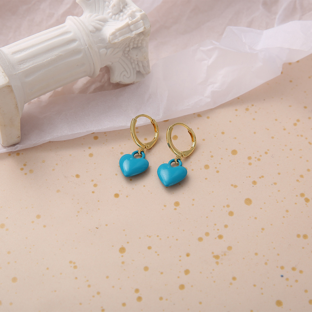 Nouvelles Boucles D'oreilles D'huile Dégoulinant De Coeur De Pêche De Couleur Bonbon Créatif Mignon Amour Dégoulinant D'huile Boucles D'oreilles En Gros display picture 9