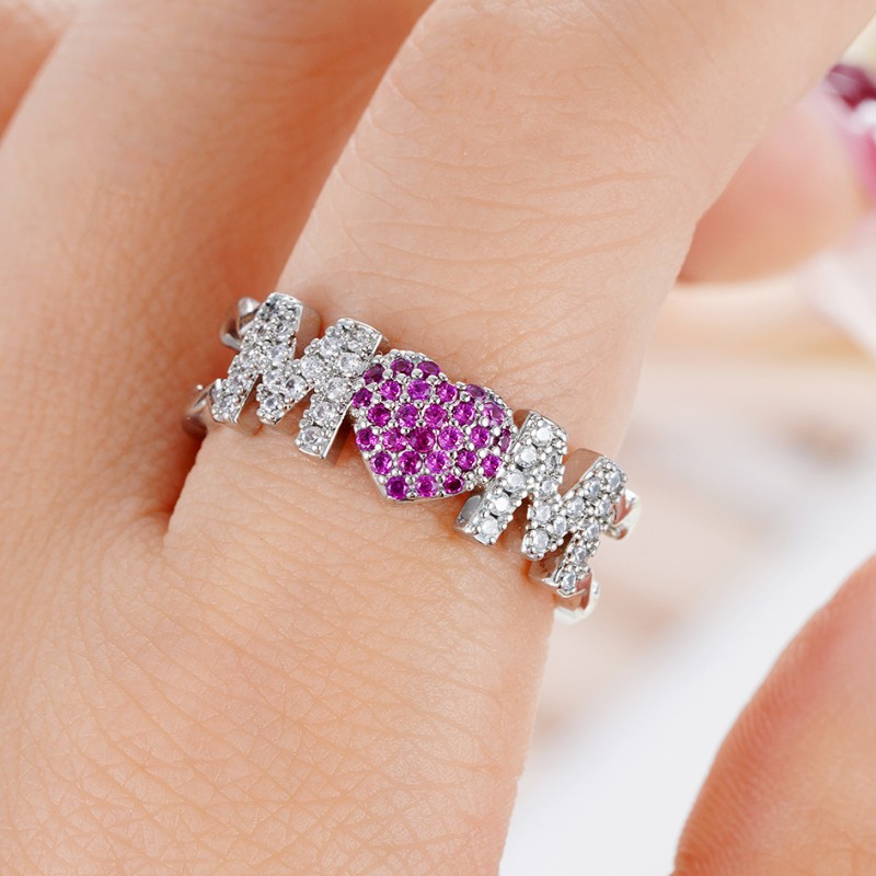 6g Weight Zircon Inlay Material Open Rings Classification Adjustable Ring Size 1 Piece Quantity Daily, Street Occasion Copper Material Letter, Heart Shape Pattern Women's Gender Inlay Design Shiny Style Shiny Letter Heart Shape Copper Inlay Zircon Open Rings 20