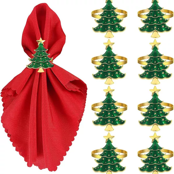 Cross-Border Christmas Tree Napkin Ring Metal Creative Napkin Buckle Silver Gold Cloth Ring Hotel Table Decoration Supplies