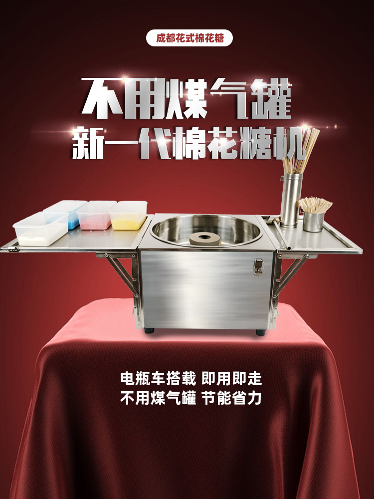 花式棉花糖机器商用电动车尾流动摆摊小巧轻便手提箱卡式罐燃气款