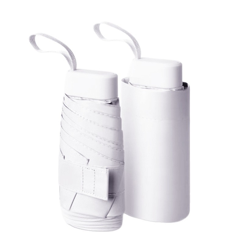 Sombrilla para sol, sombrilla para mujer, seis pliegues planos, protector solar pequeño y portátil, sol y lluvia ultravioleta, sombrilla cápsula de doble propósito, sombrilla de vinilo
