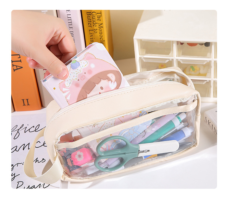 Solid Color Pp Class Learning Basic Pencil Case display picture 1