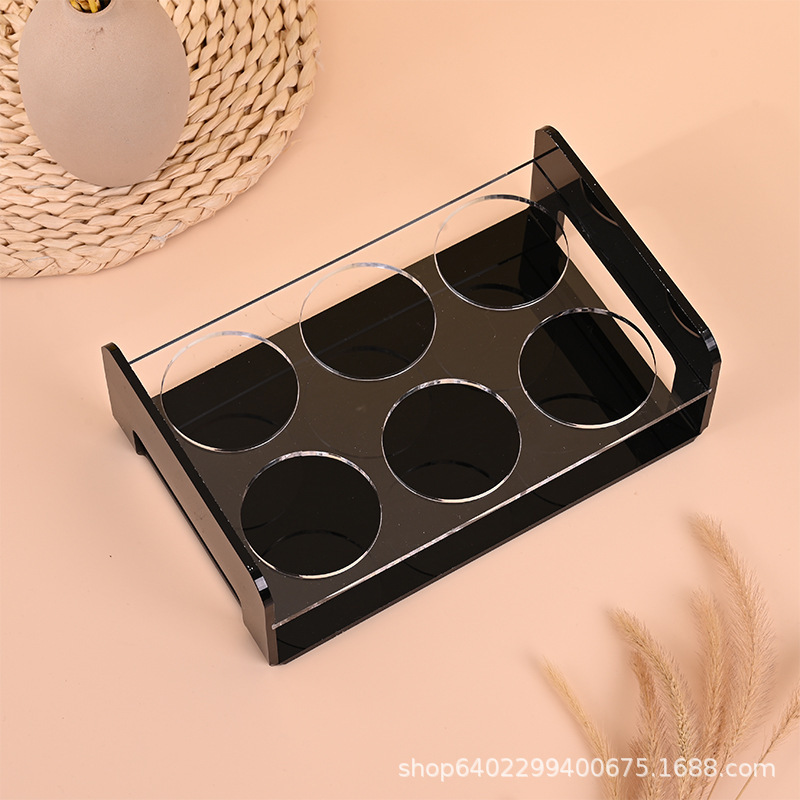 亚克力酒水饮料多孔陈列架亚克力酒杯架 饮料透明展示架圆形6孔