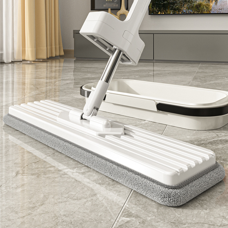 Hand-washable Mop, Household Absorbent Mop, Lazy Labor-saving Flat Mop, Bucket, Wooden Board, Wet and Dry Mopping Artifact