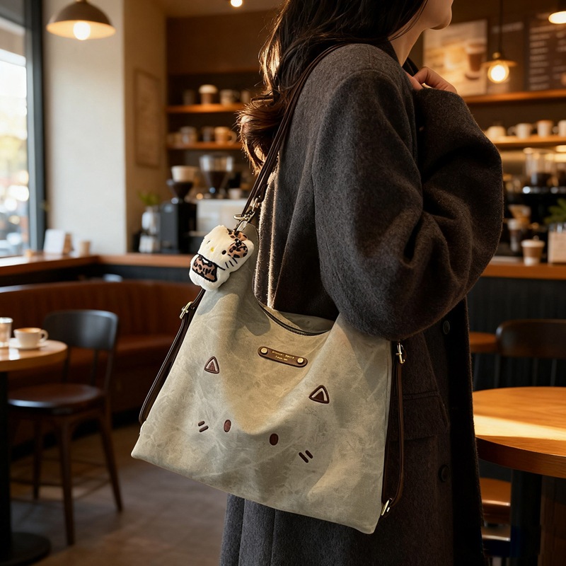 Coreano lindo gato de dibujos animados mochila de hombro de mujer mochila casual de gran capacidad de tres usos de la moda de la mochila de viaje