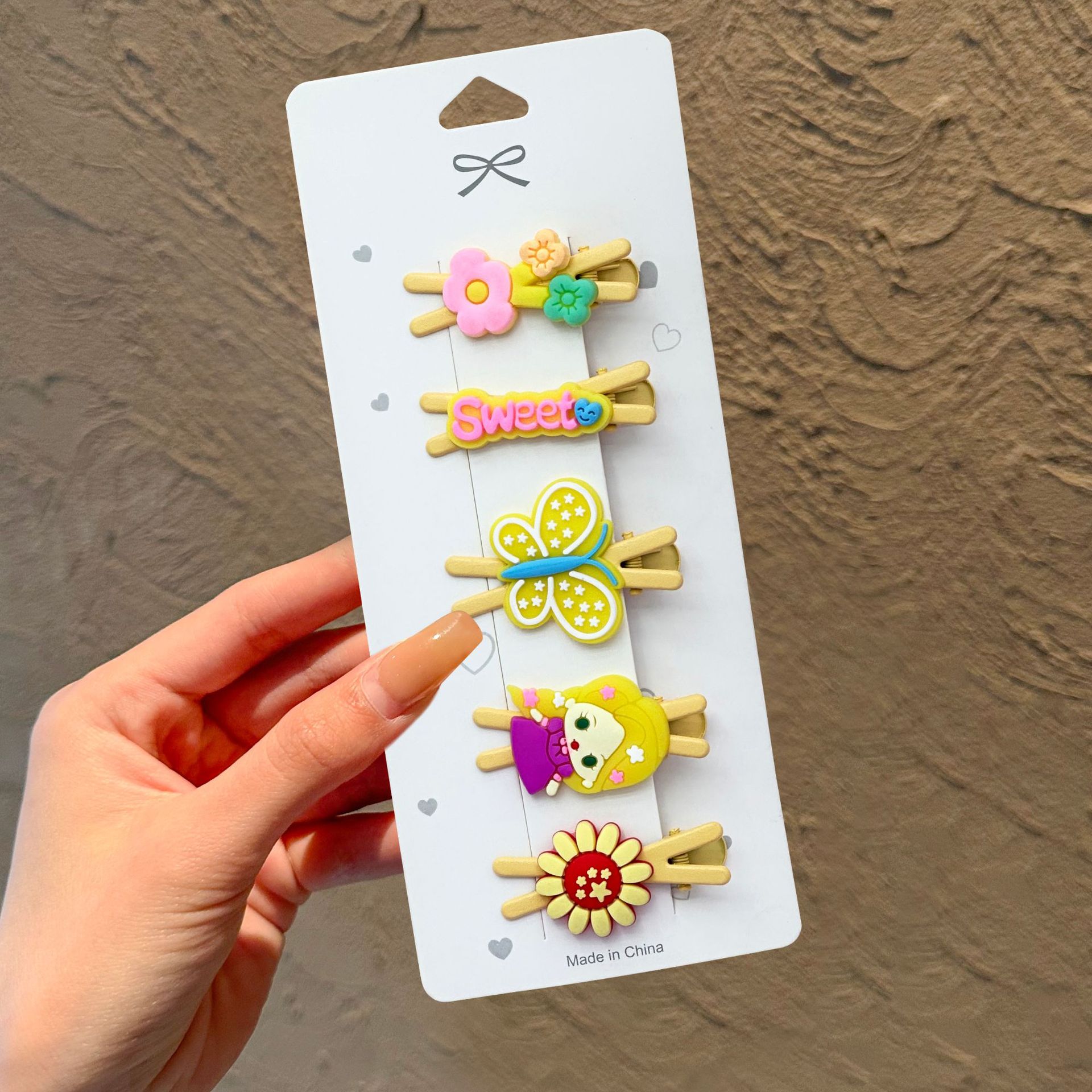 Lindo Sanrio lazo horquilla tocado niña bebé pinza de pelo roto flequillo juego de clip de una palabra para niña