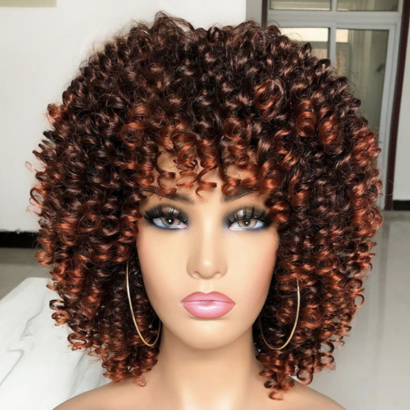 África comercio exterior explosivo cabeza pequeña pelucca damas corta cabeza negra pequeña pelucca Curly Afro Wig