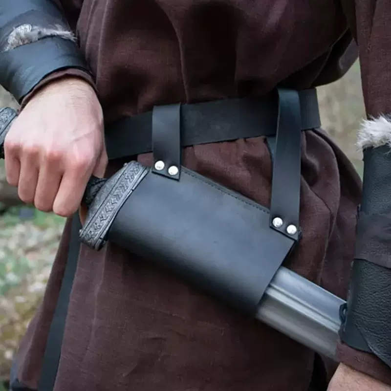 现货挂腰便携cosplay扮演皮革剑鞘皮套 户外拍戏作业道具剑鞘套