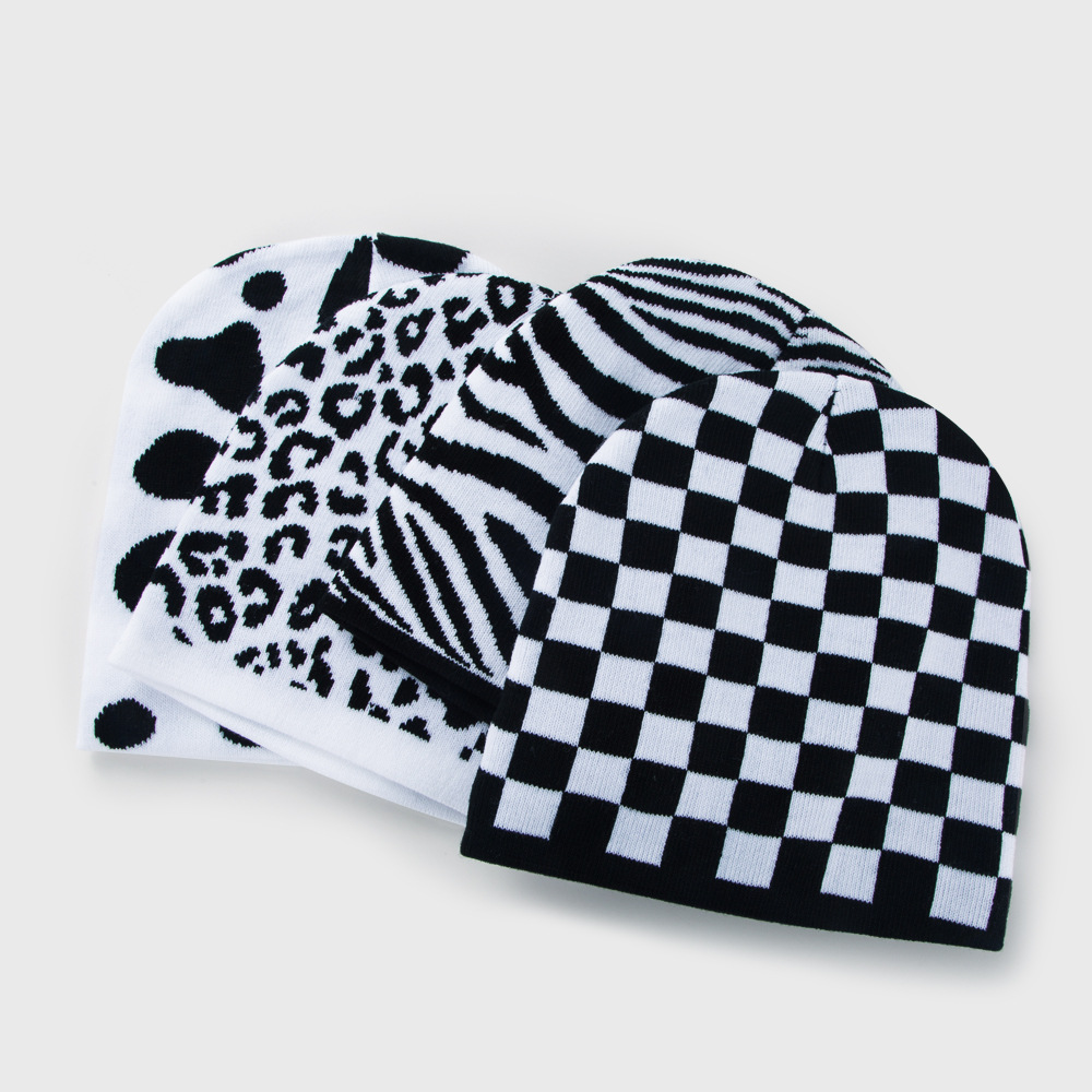 112g Weight Anniversary, Outdoor, Travel, Birthday, Festival, Sports, Shopping Occasion Lattice Pattern Unisex Gender Hip-Hop Style One Size Size Autumn And Winter Warm Hat Female Fashion Retro Houndstooth Knitted Hat 6