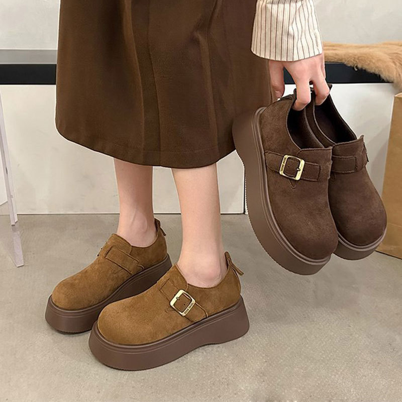 All-inclusive Birkenth Shoes Women's Thick Sole 2025 Spring New Elevated Loafers Slip-on Lazy Shoes Birkenth Shoes