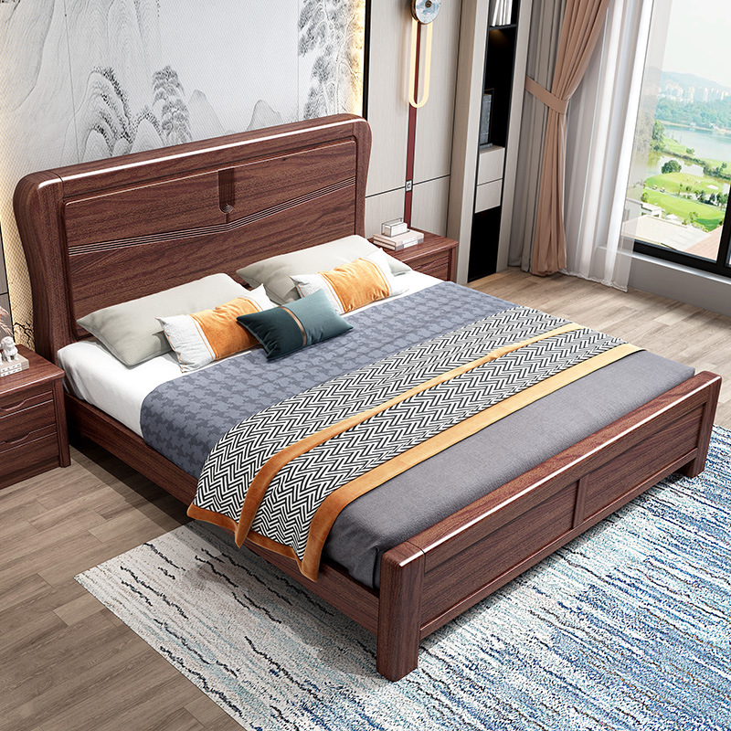 Modern solid wood bed 1.8 meters master double bed 1.5 meters home use with drawers large bed storage wedding bed factory direct sale