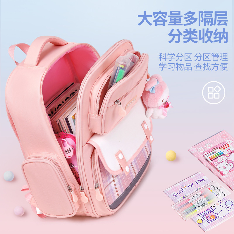 Mochila de la protección de la espina dorsal de los niños para el grado 1-3-6 paño de Oxford impermeable de la capacidad grande para las muchachas