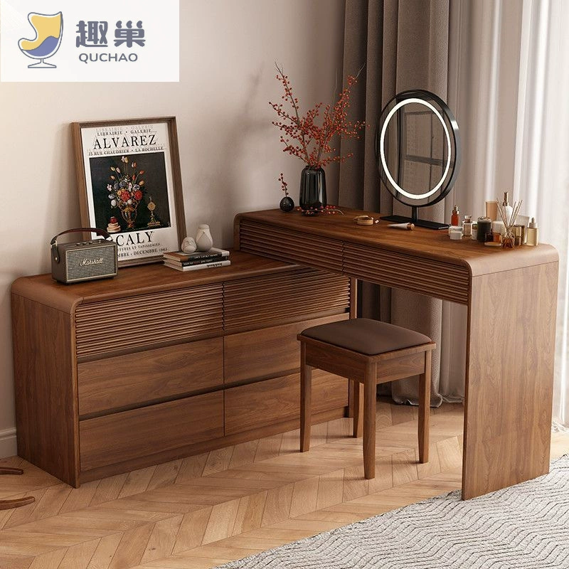 Новый туалетный столик в китайском стиле из массива дерева со встроенным комодом, прикроватный шкафчик для спальни, выдвижной угловой туалетный столик для небольшой квартиры