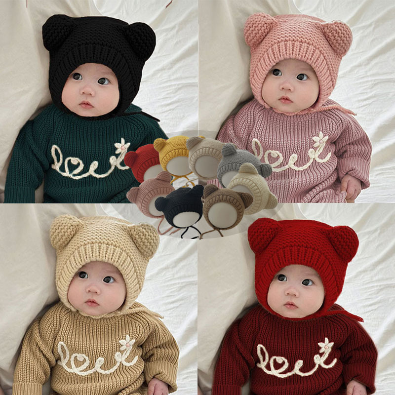 Baby Hat Autumn and Winter Super Cute Ear Woolen Cap for Small Month-Old Baby Versatile Warm Ear Protection Cap