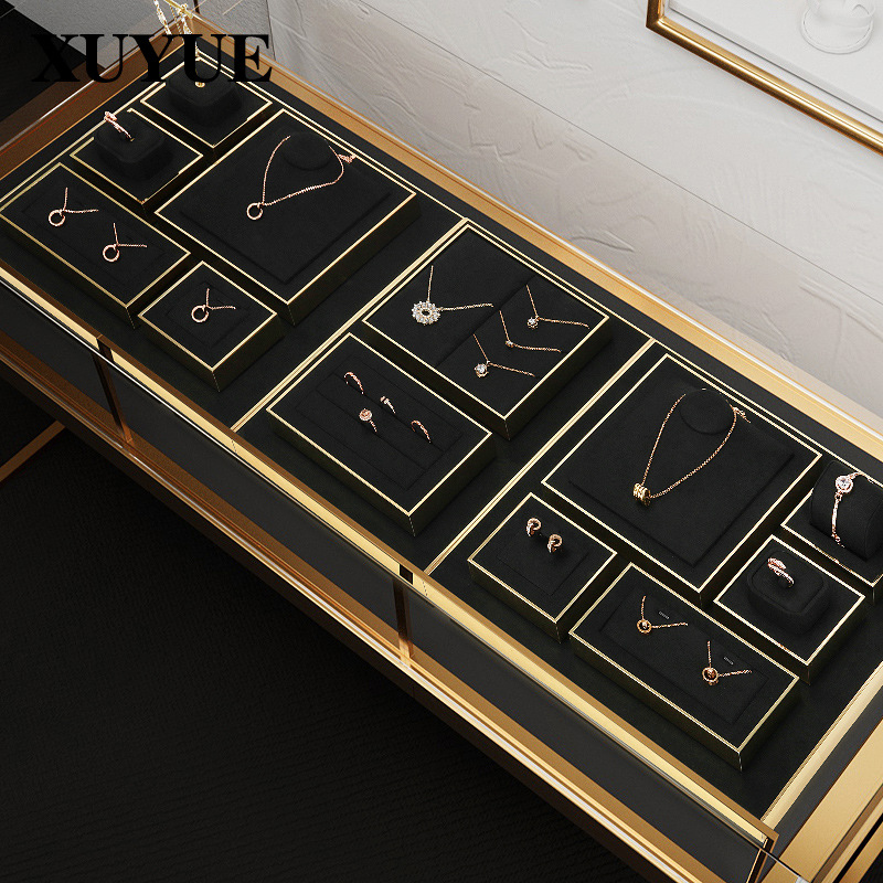 Xuyue Black Super Fiber Jewelry Display Set Necklace Bracelet Earrings Accessory Display Stand Jewelry Display Rack