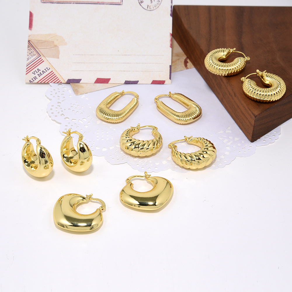 12g Weight Earrings Classification Fashion Geometric Copper Plating Earrings 1 Pair