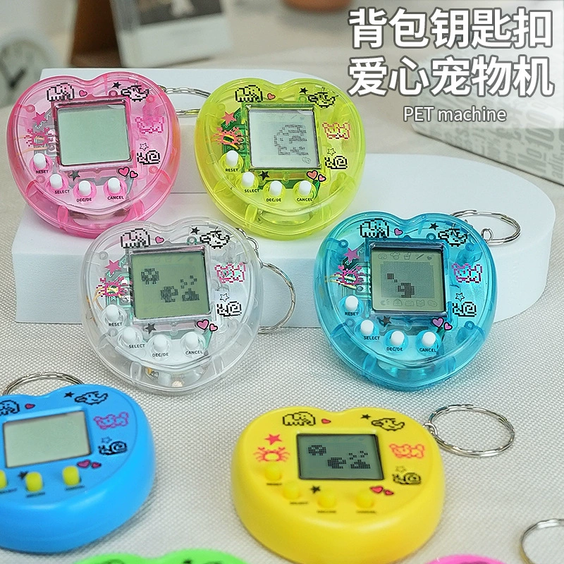 Виртуальный брелок-питомец (Tamagotchi) Сердечки и ретро-формы, на батарейках, карманная игрушка