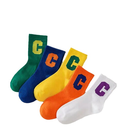 Spring and Autumn Children's Socks Autumn Boys and Girls Letter Medium Socks Pure Cotton Spring Baby Baby Autumn and Winter Wholesale