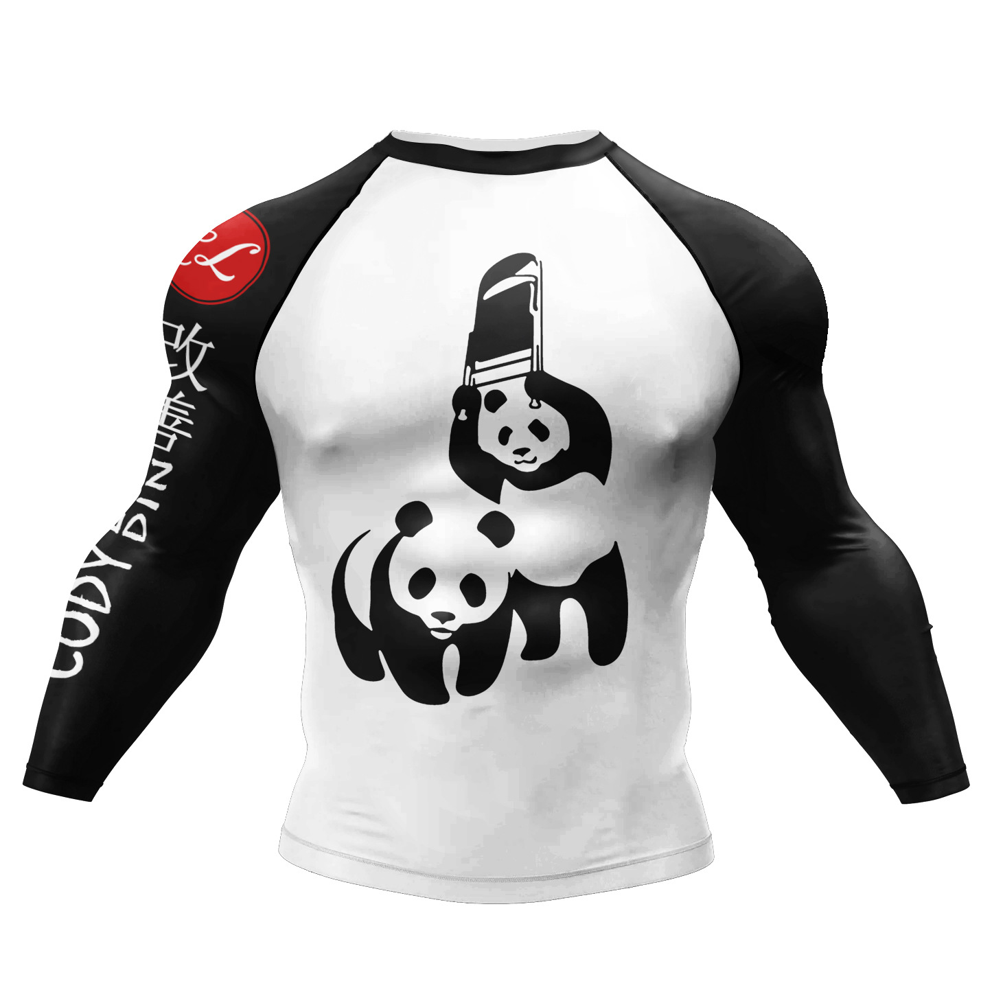 Nueva impresión digital de manga larga deportiva de secado rápido medias de entrenamiento de fitness camisa de fondo de otoño e invierno camiseta de running casual