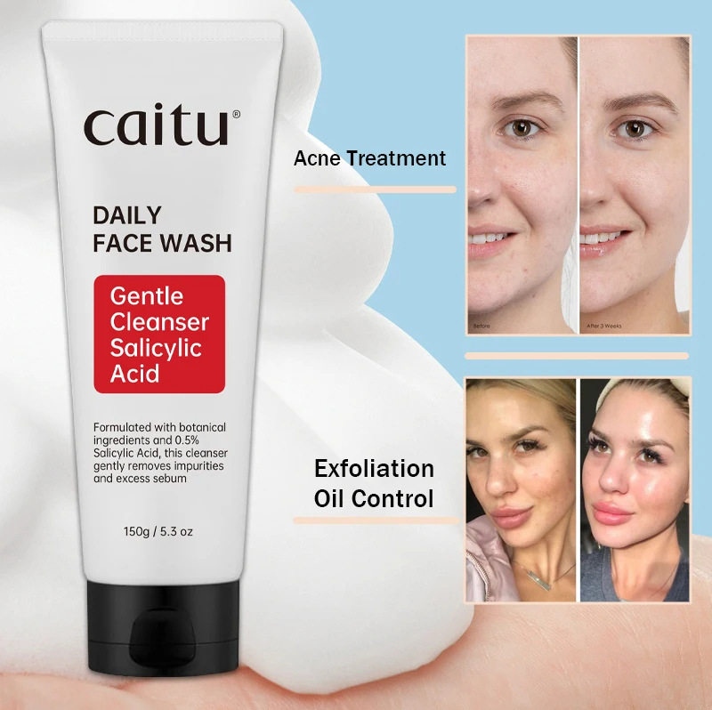 Explosión transfronteriza 0,5% limpiador de ácido salicílico control de aceite limpiador facial hidratante refrescante limpieza profunda limpiador suave
