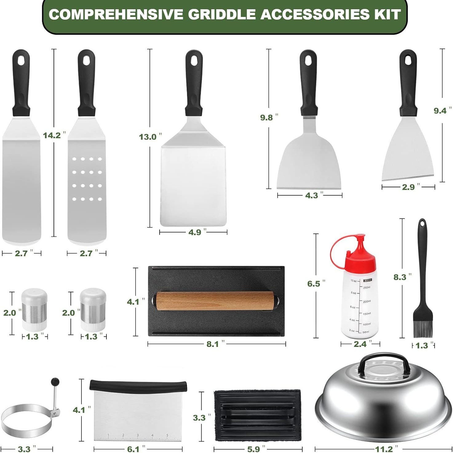 Amazon Cross-border venta caliente al aire libre juego de herramientas de barbacoa BBQ acero inoxidable teppanyaki herramienta de pala juego de barbacoa